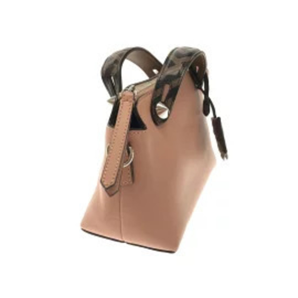 Fendi By The Way Handbag FF Embossed Pink Beige Leather